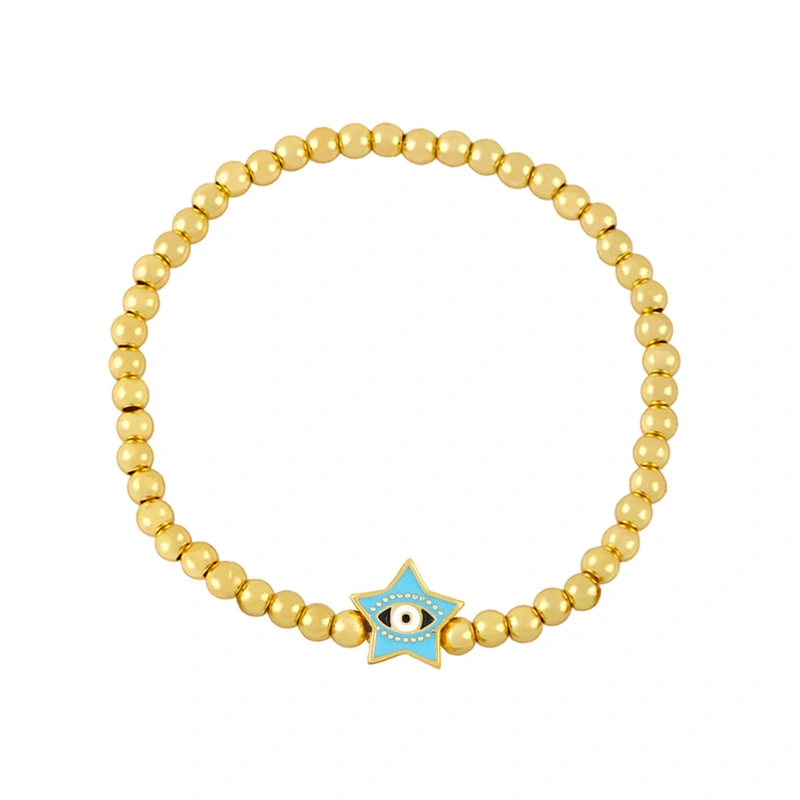Clearance Five-pointed Star Devil's Eye Beaded Bracelet Women's European and American Simple Gold Bead Elastic Bracelet bre74