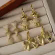 AS jewelry European and American simple fashion love bear bow pendant earrings female gold-plated earrings ers86