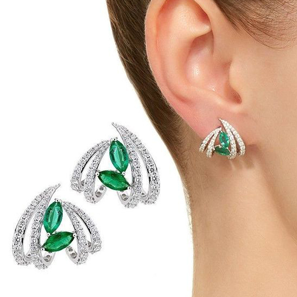 Ruili magazine style earrings wholesale fashion OL geometric zircon earrings for women all-match trendy temperament earrings