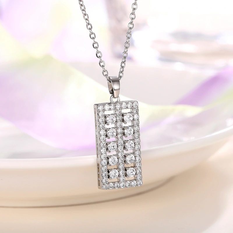 Fashionable and versatile new jewelry full of diamonds Lucky abacus pendant sweater chain personalized necklace wholesale