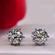  New earrings classic six-claw snowflake zircon earrings simple diamond earrings 