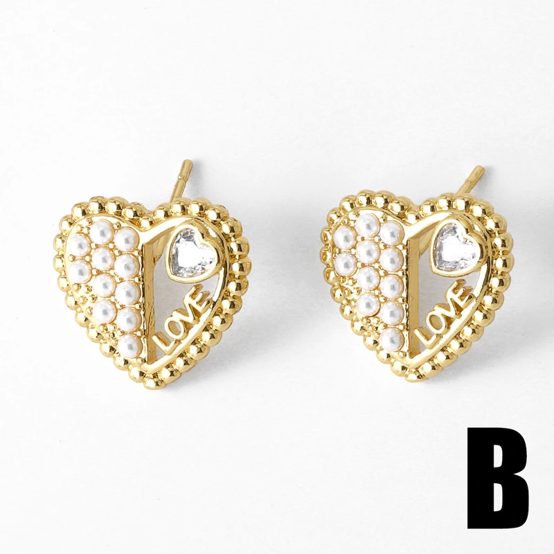 AS jewelry European and American pearl love earrings female gold-plated zircon bow earrings earrings ers90