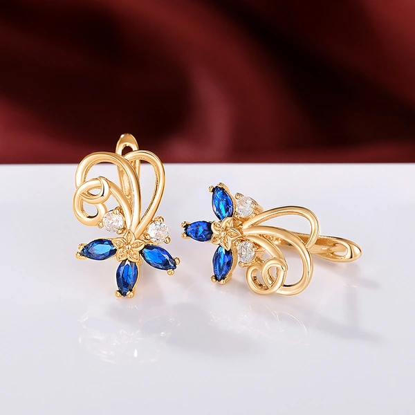 Floral series gold earrings for women with marquise zircon earrings, versatile fashion accessories, flower earrings for women
