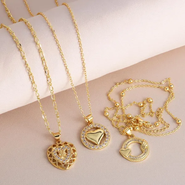 Hot selling zircon inlaid heart necklace for women temperament versatile clavicle necklace jewelry wholesale nkb866