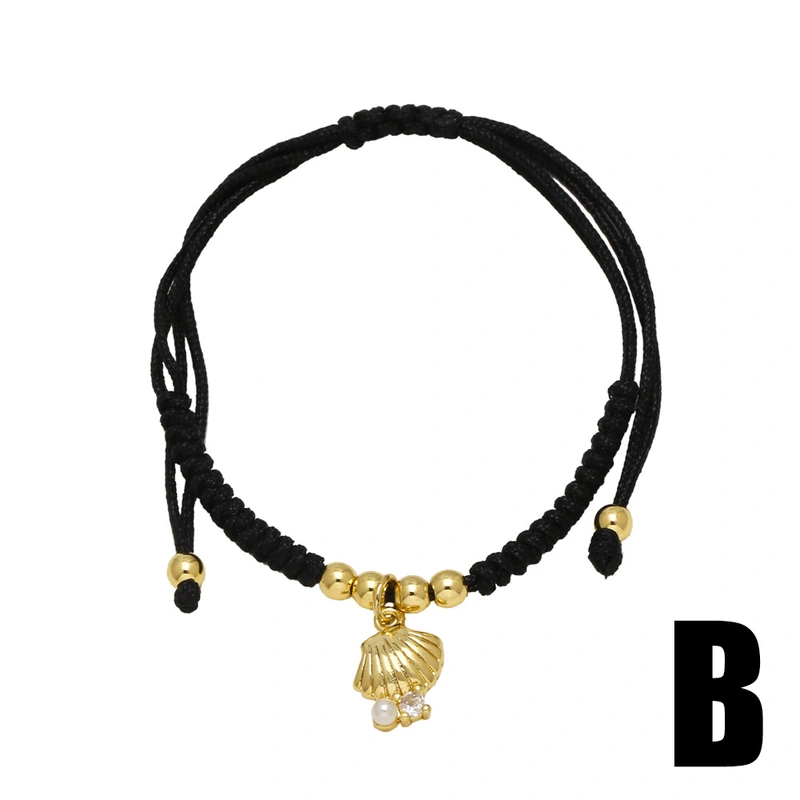 AS jewelry Europe and the United States hot selling turtle shell pendant bracelet female gold-plated adjustable black rope bracelet brg61