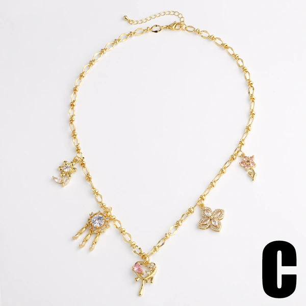 AS jewelry hot inlaid zircon cross pendant necklace accessories female gold-plated clavicle chain nkn05