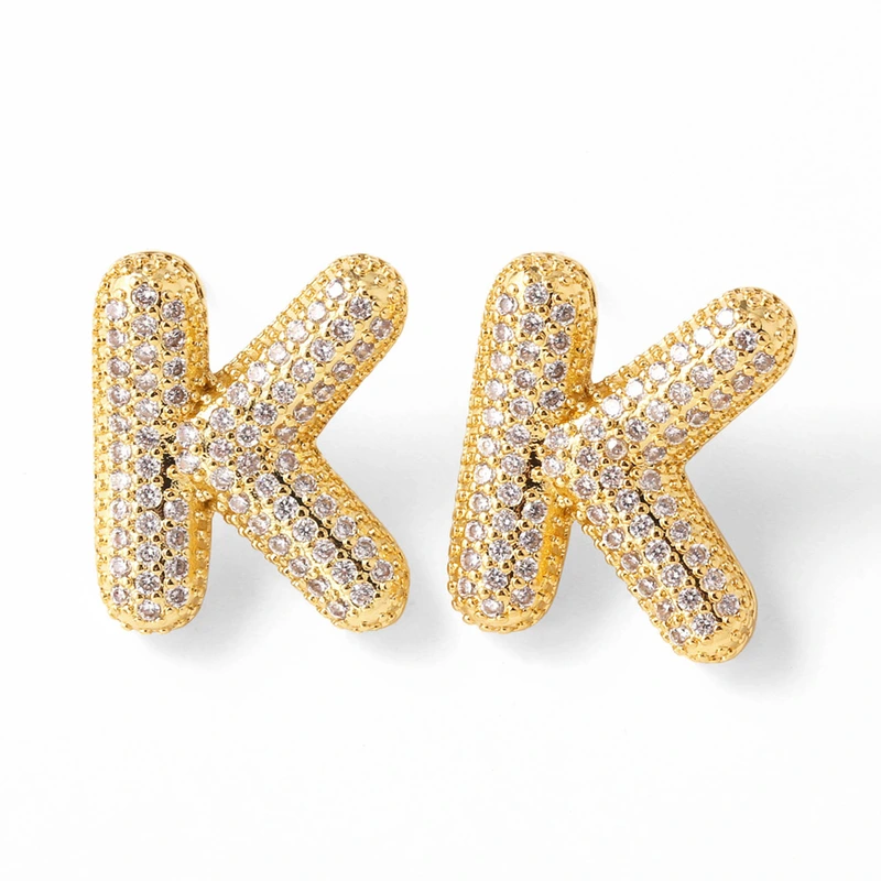 AS jewelry hot selling 26 English letters earrings gold-plated full zircon earrings female era009