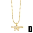 European and American punk hip-hop small pistol necklace creative diamond zircon machine gun pendant trendy men's jewelry wholesale nks49