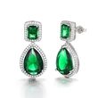European and American classic teardrop earrings with micro-emerald and pear-shaped zircon long earrings for brides and evening parties