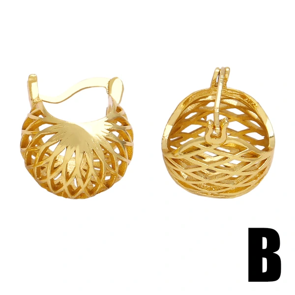 Clearance jewelry hollow earrings European and American simple round retro gold-plated earrings earrings erv94