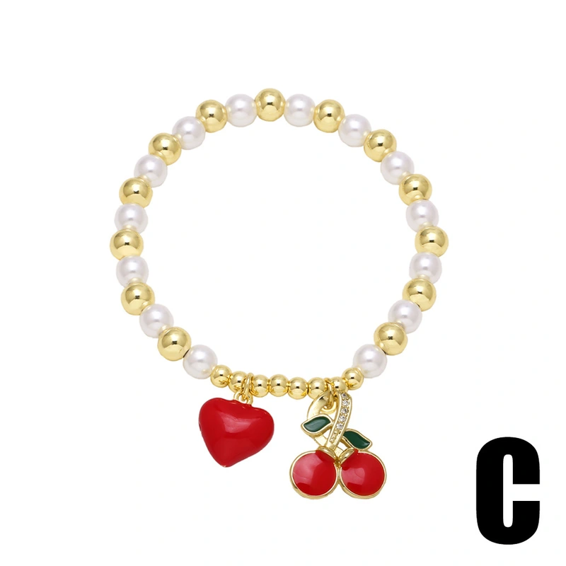 AS jewelry popular fruit cherry love pendant bracelet pearl bracelet hand jewelry female brm95