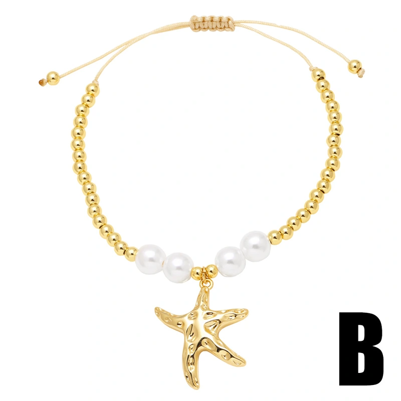 AS jewelry Europe and the United States hot selling pearl bracelet female gold-plated zircon starfish moon pendant bracelet brf67