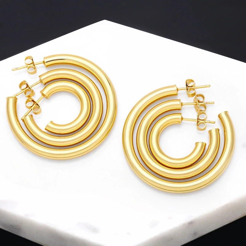 European and American hot-selling large circle earrings, simple and fashionable hip-hop C-shaped earrings, era287