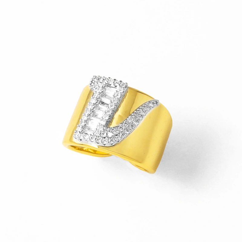 AS jewelry European and American hot-selling gold-plated glossy white K26 English letter ring ring rir75 ring
