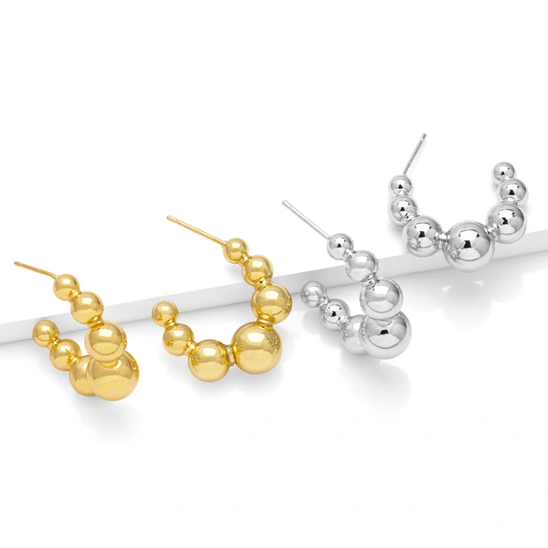 Clearance sale earrings for women, versatile copper-plated 18k gold beaded earrings, era164