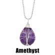 Hot selling teardrop-shaped necklace tree of life winding pendant amethyst turquoise agate pendant nkb637