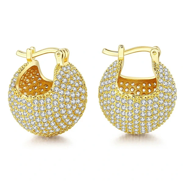  Personalized niche earrings for women, round sphere three-dimensional earrings with full diamond flash, heavy-duty light luxury chic jewelry