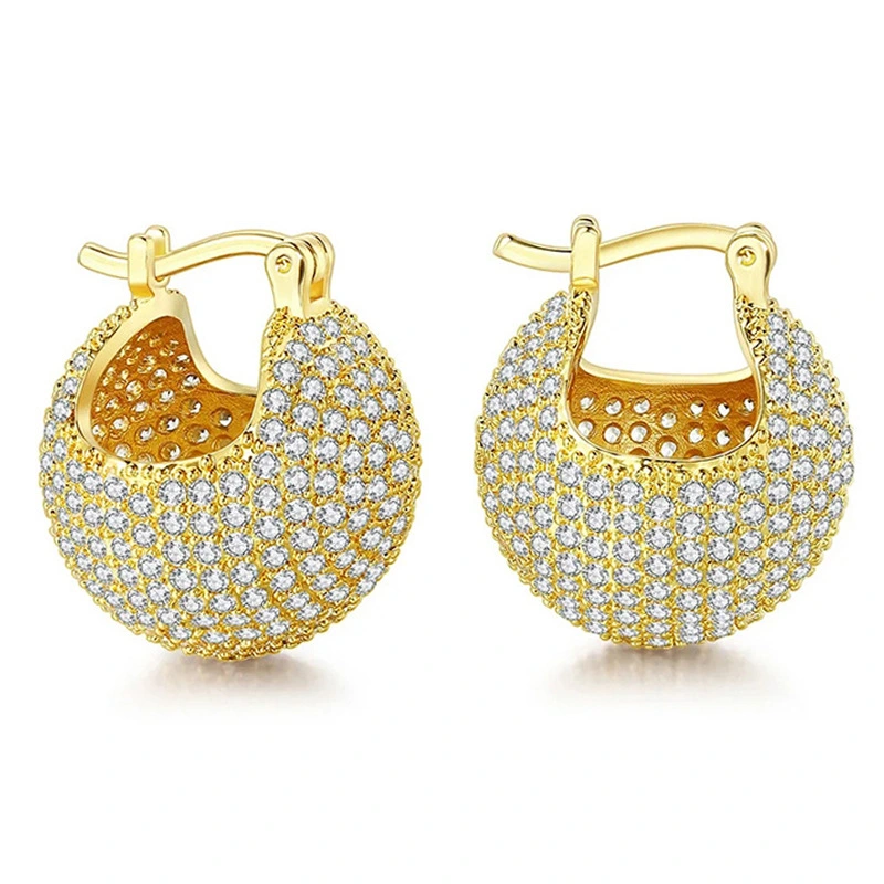  Personalized niche earrings for women, round sphere three-dimensional earrings with full diamond flash, heavy-duty light luxury chic jewelry