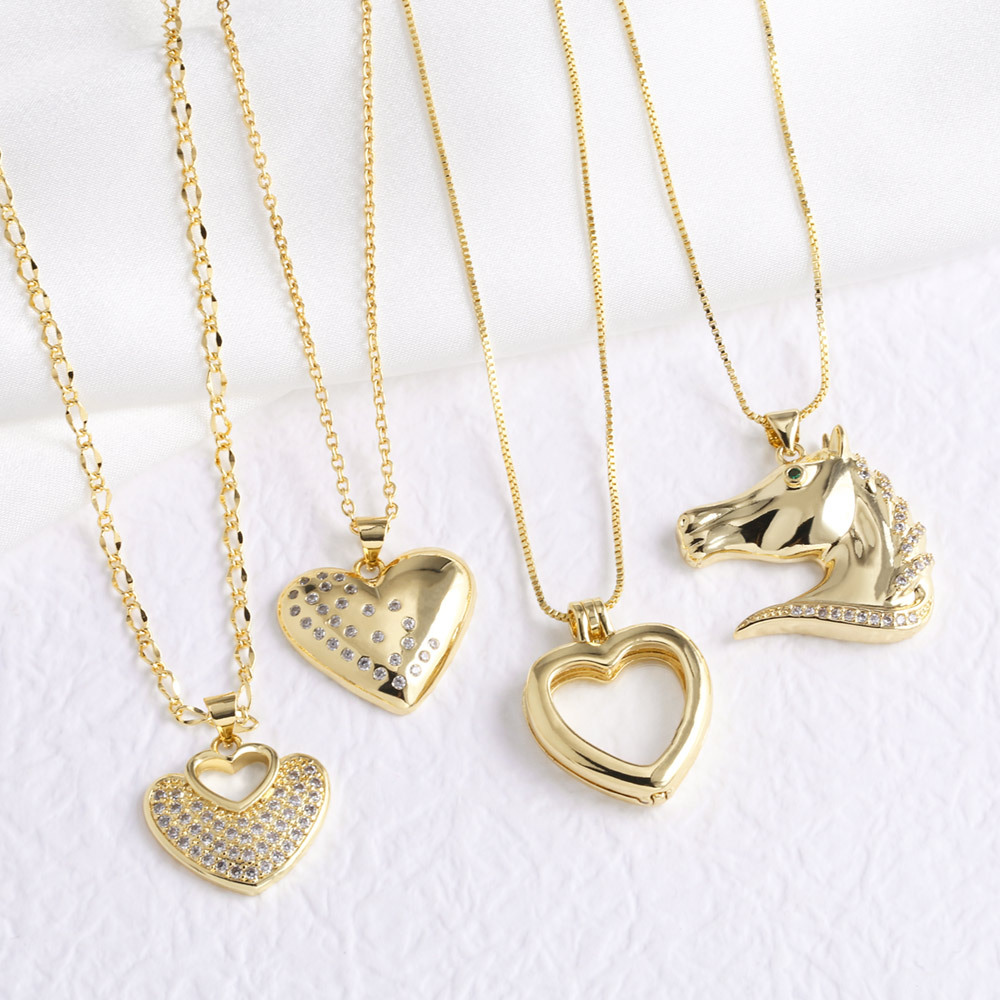 AS jewelry hot selling copper plated real gold love heart shaped pendant necklace nkb841 necklace