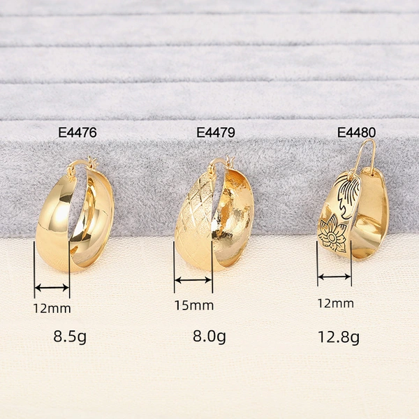 Curved widened U-shaped earrings for women, fashionable texture design, Middle Eastern light luxury style, floral niche, super hot style