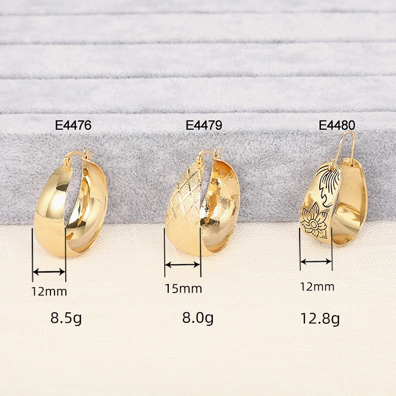 Curved widened U-shaped earrings for women, fashionable texture design, Middle Eastern light luxury style, floral niche, super hot style