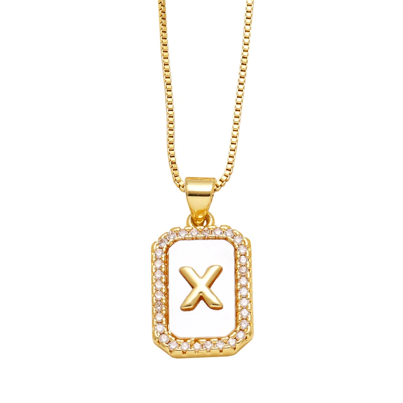 AS jewelry European and American new shell cube 26 English letters necklace clavicle chain female nkb581