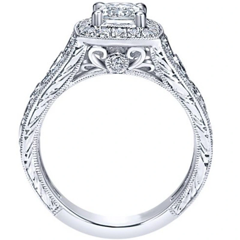 Hand jewelry hollow relief pattern zircon ring fashionable business event matching ring