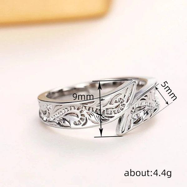  European and American metallic feather ring hip-hop trend single ring personality retro swing arm men and women ring