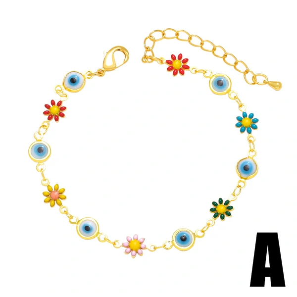 European and American fashion hand jewelry color oil drop flower devil eye splicing bracelet female brj61
