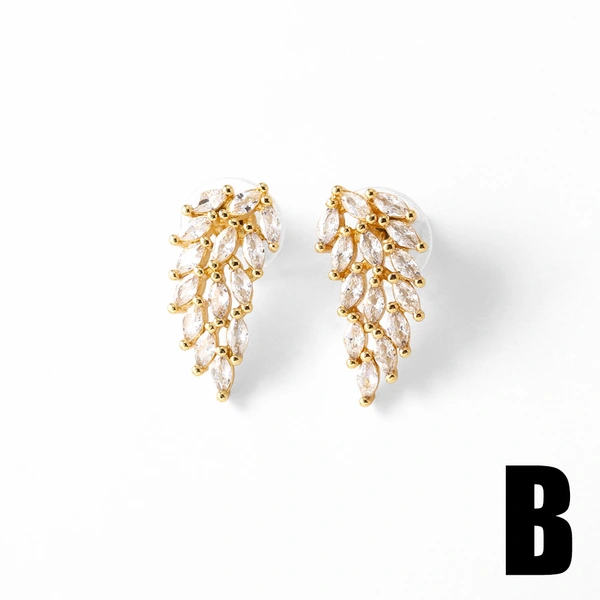 AS jewelry love irregular earrings female electroplated real gold inlaid zircon earrings era388