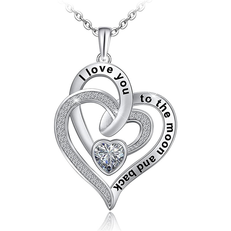  Hot selling double love necklace for women European and American heart-to-heart temperament pendant necklace exquisite heart-shaped necklace jewelry