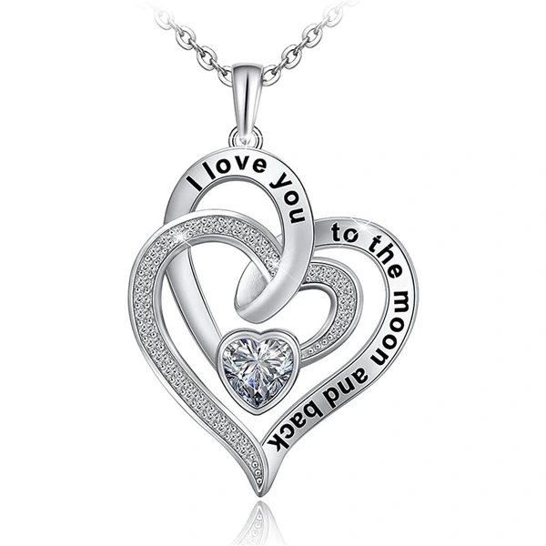  Hot selling double love necklace for women European and American heart-to-heart temperament pendant necklace exquisite heart-shaped necklace jewelry