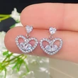 2021 New Arrival Heart Diamond Heart Necklace Set All-match Personalized Heart-shaped Earrings Three-piece Set
