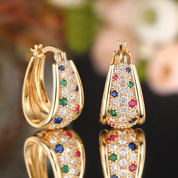 Factory direct sales of new earrings for women, colorful, Middle Eastern, ethnic style jewelry, niche geometric design