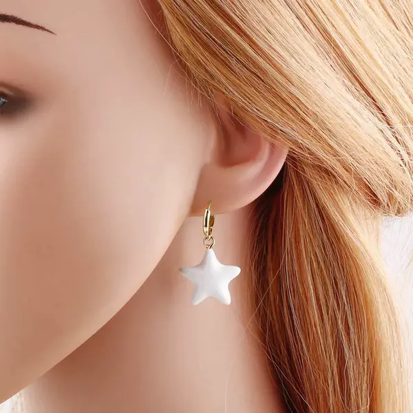 Clearance AS jewelry European and American five-pointed star pendant dripping copper 18k gold-plated women's earrings earrings era108