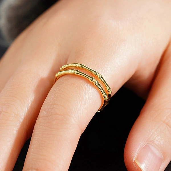  Fashion personality bamboo adjustable ring simple popular plain ring female super popular European and Korean jewelry