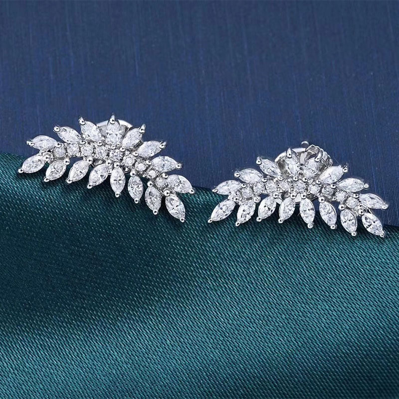 Hot selling earrings creative popular leaf-shaped copper earrings female celebrity street style earrings wholesale