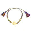 European and American Bohemian color bracelet female braided rope crystal five-pointed star ethnic style pull-out bracelet bre64