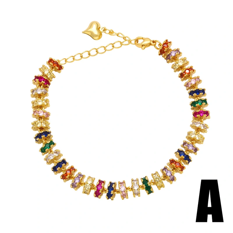 European and American new fashion colored zircon bracelet women light luxury high-end sense Internet celebrity retro colored diamond hand jewelry brc92