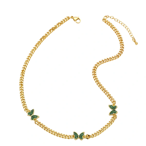 European and American jewelry butterfly clavicle chain fashion hip hop Cuban chain necklace cold style necklace nkb163