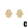 Hot selling zircon heart crab flower fish bone small earrings cute small diamond ear bone studs ert24