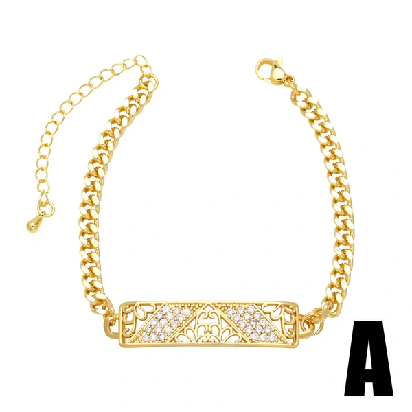 European and American fashion simple Bago chain bracelet niche design inlaid zircon hollow hand jewelry accessories brm09