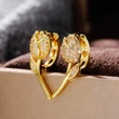 European and American INS style fashion design micro-inlaid diamond earrings for women retro metal gold-plated rose earrings