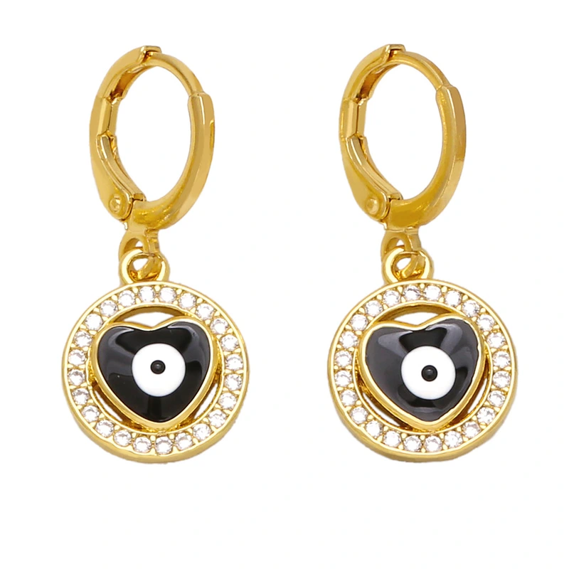 Clearance European and American jewelry personality oil drop heart-shaped devil eye earrings women's trendy all-match earrings ert56