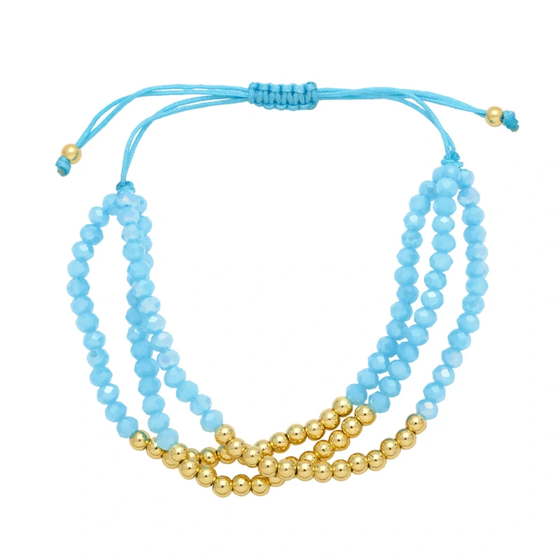 European and American jewelry crystal copper bead braided bracelet women's handmade beaded three-layer stacking bracelet wholesale bra91