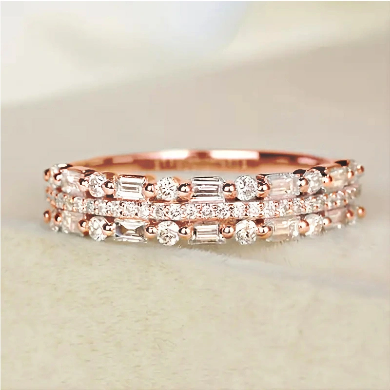 Korean style super shiny multi-layer ring Pinxixi new three-layer thin circle line designer style jewelry