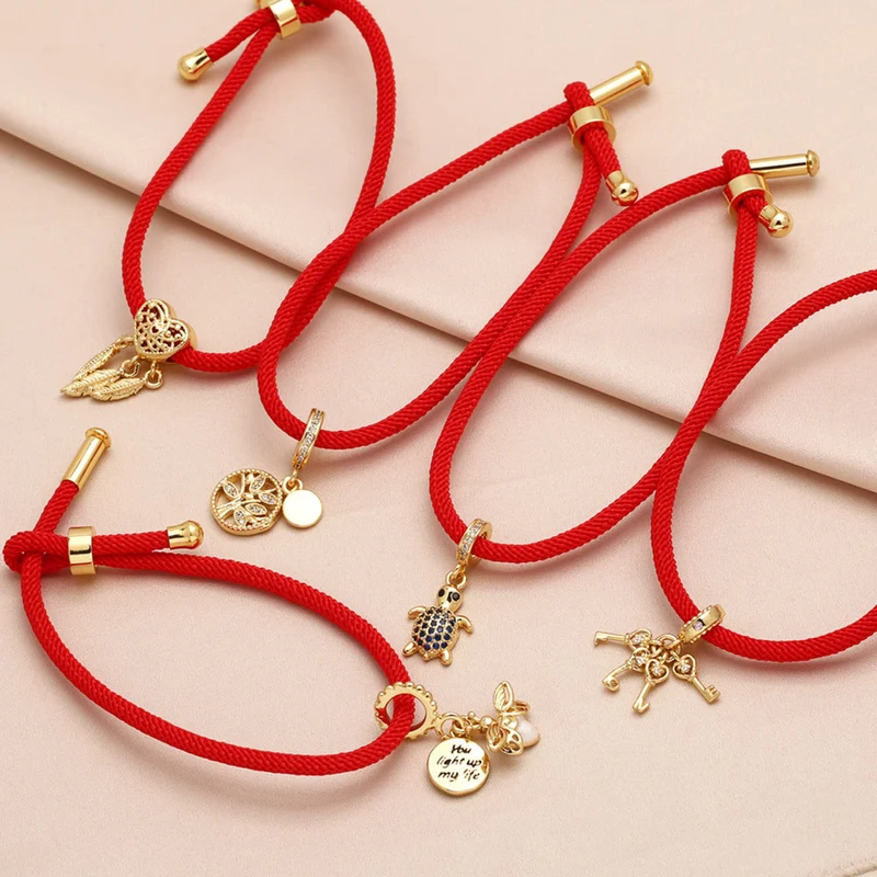 AS jewelry tree of life love pendant bracelet female gold-plated zircon red rope hand jewelry brf32