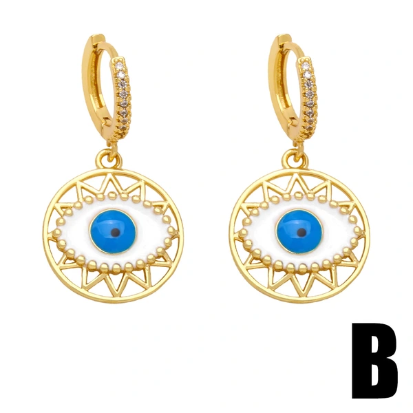 Clearance European and American jewelry devil eye earrings female geometric lightning drop oil blue eye earrings ers35