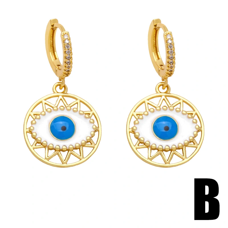 Clearance European and American jewelry devil eye earrings female geometric lightning drop oil blue eye earrings ers35
