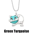 European and American personality retro inlaid turquoise malachite cat pendant necklace female crystal agate accessories wholesale nkb580